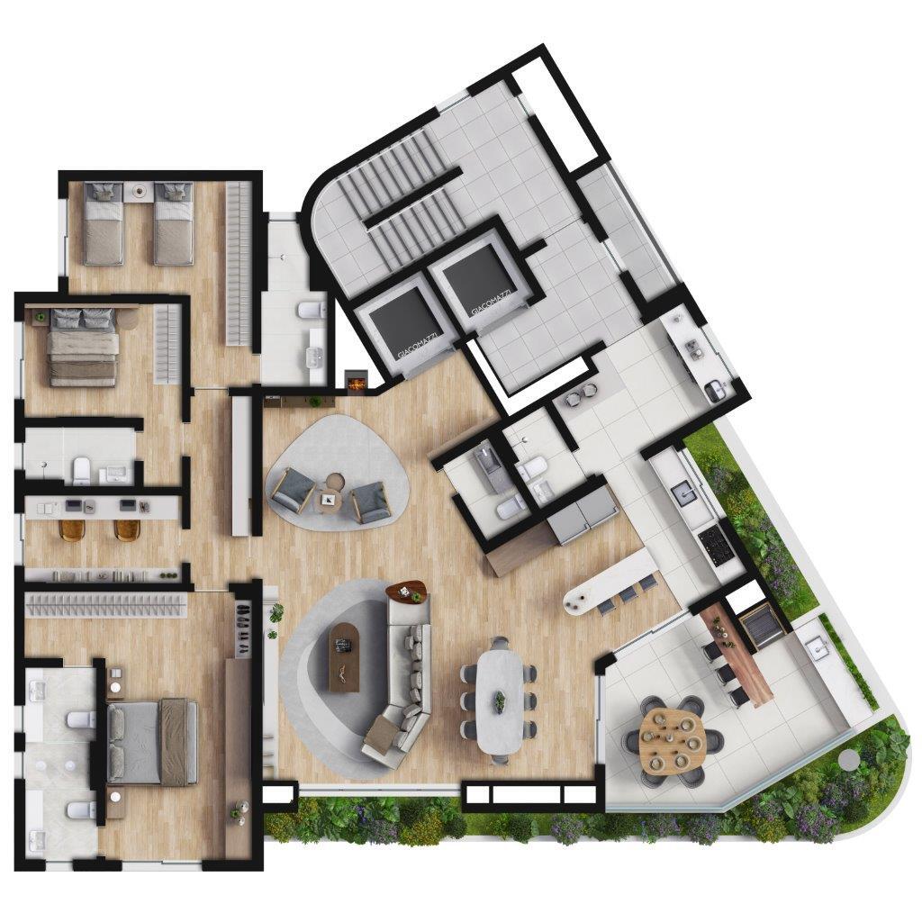 Planta 01 - 3 dorm 210m²
