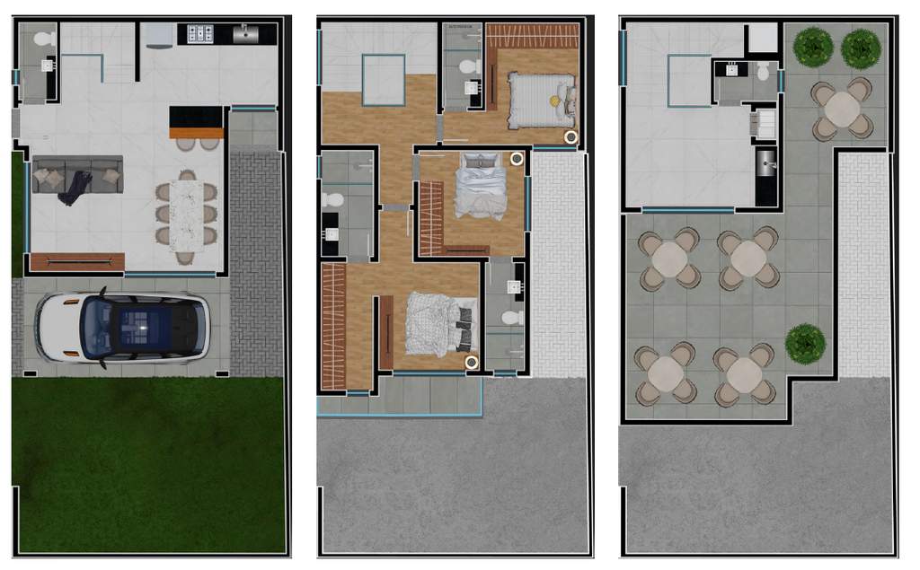 Planta 01 - 3 dorm 198m²