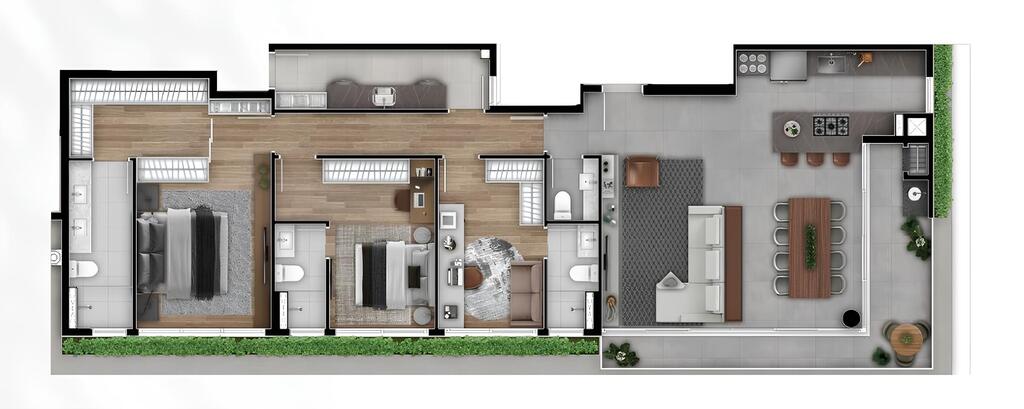 Planta 02 - 3 dorm 141,04m�