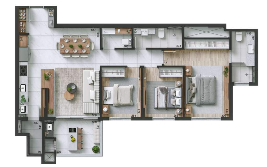 Planta 01 - 3 dorm 112m�