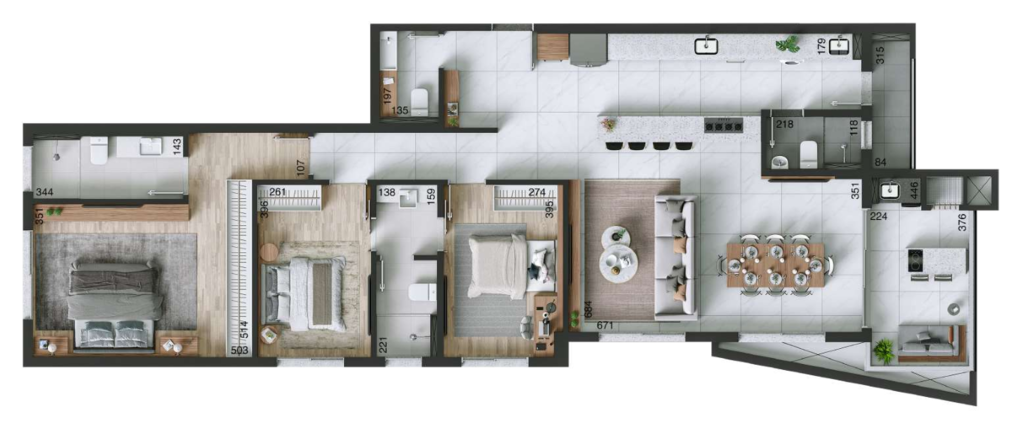 Planta 03 - 3 dorm 144m�