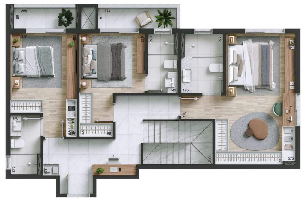 Planta 06 - 3 dorm 232m� - cobertura duplex - superior