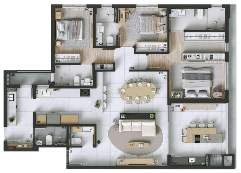 Planta 04 - 3 dorm 146m�
