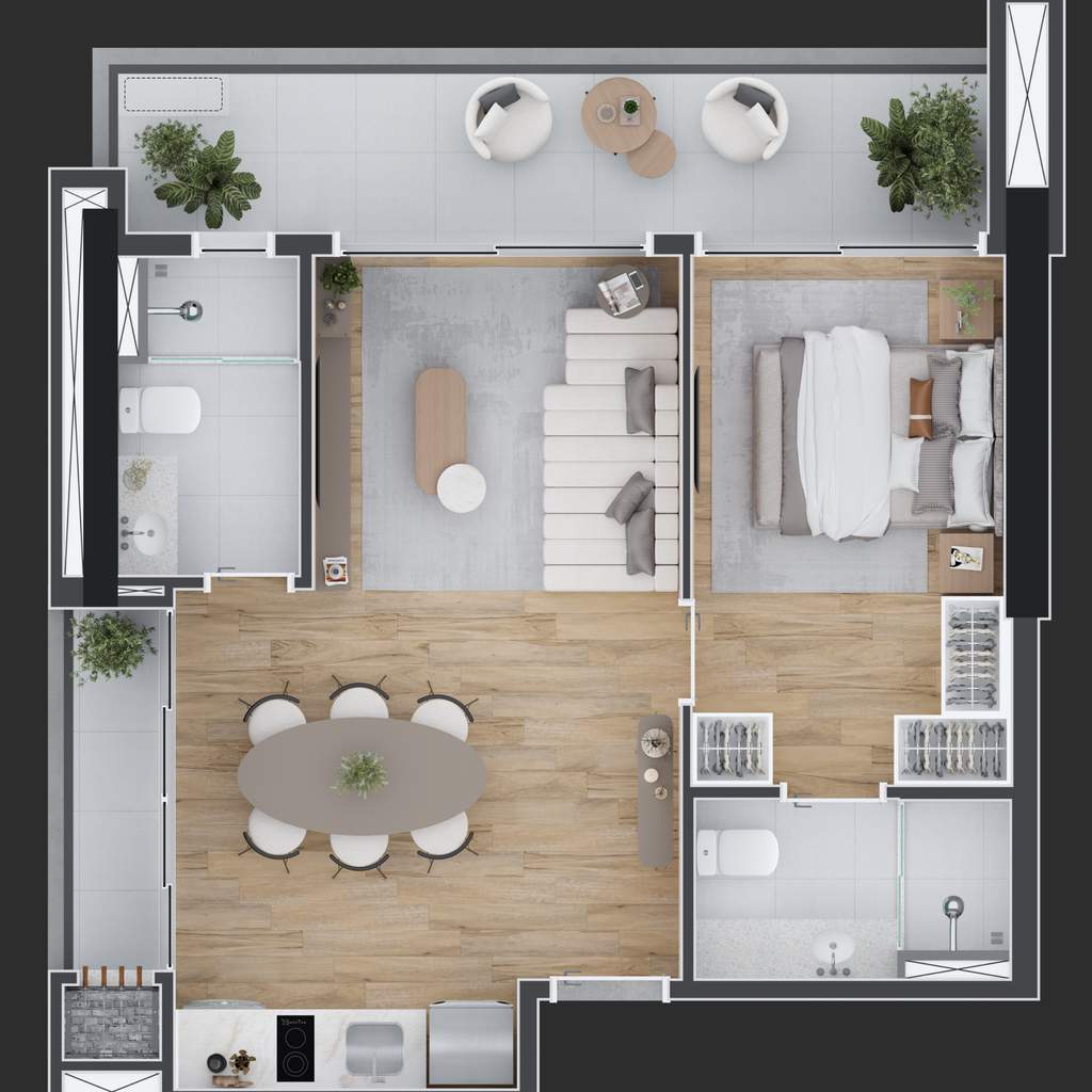 Planta 09 - 2 dorm 54m� - op��o