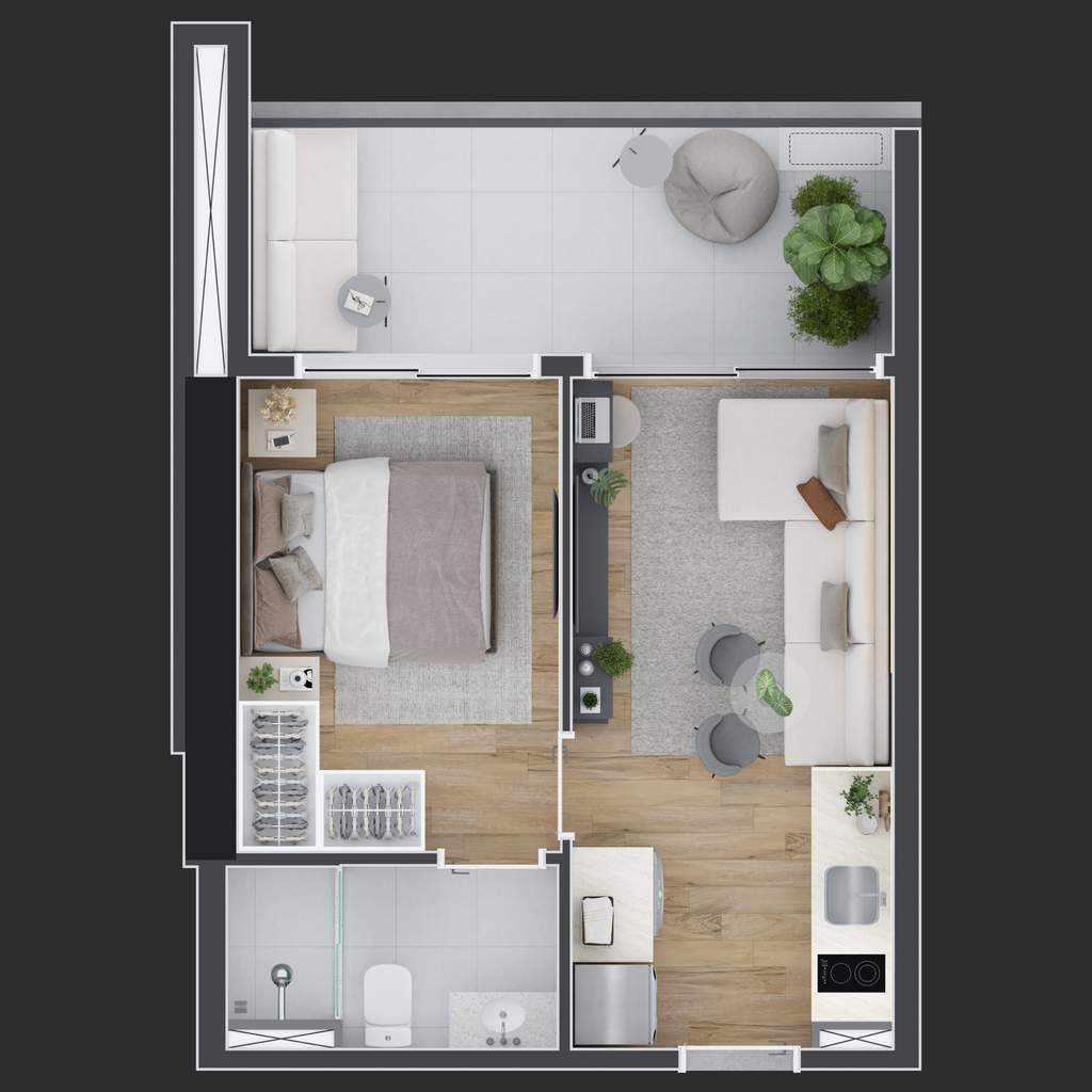 Planta 06 - 1 dorm 37m�