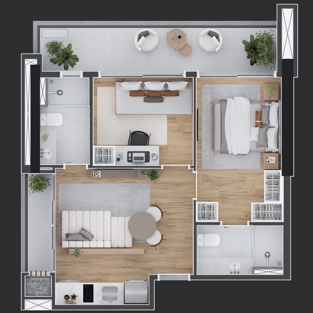 Planta 08 - 2 dorm 54m�
