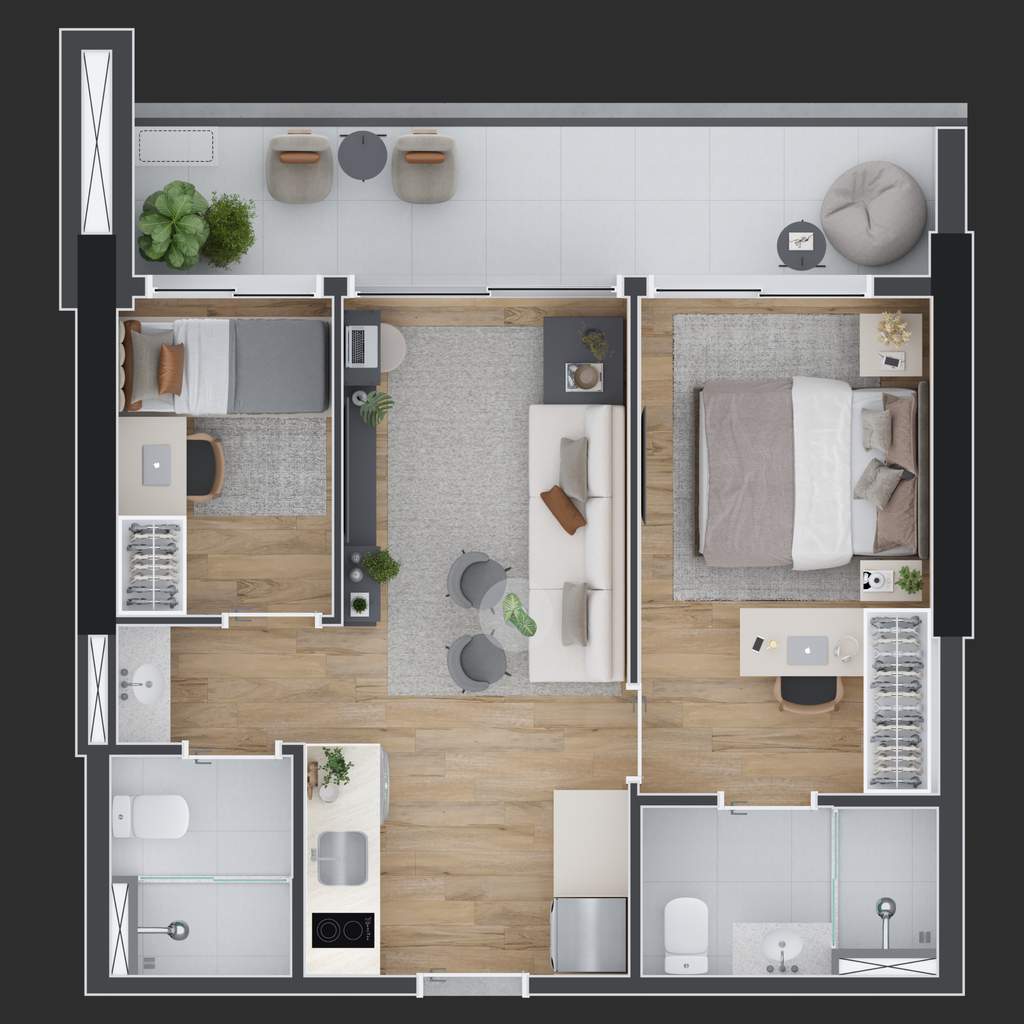 Planta 07 - 2 dorm 49m�