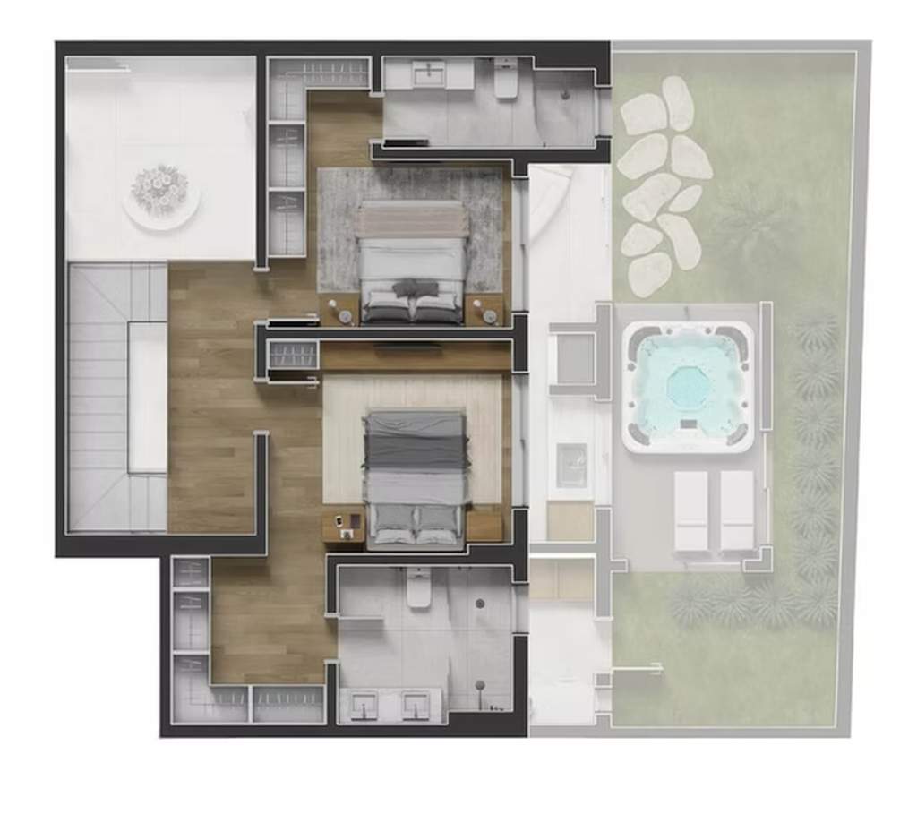 Planta Garden 3 - 2 dorm 217m� - duplex - superior