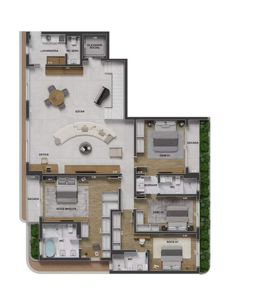 Cobertura final 5 - 4 dorm 417m� - duplex inferior