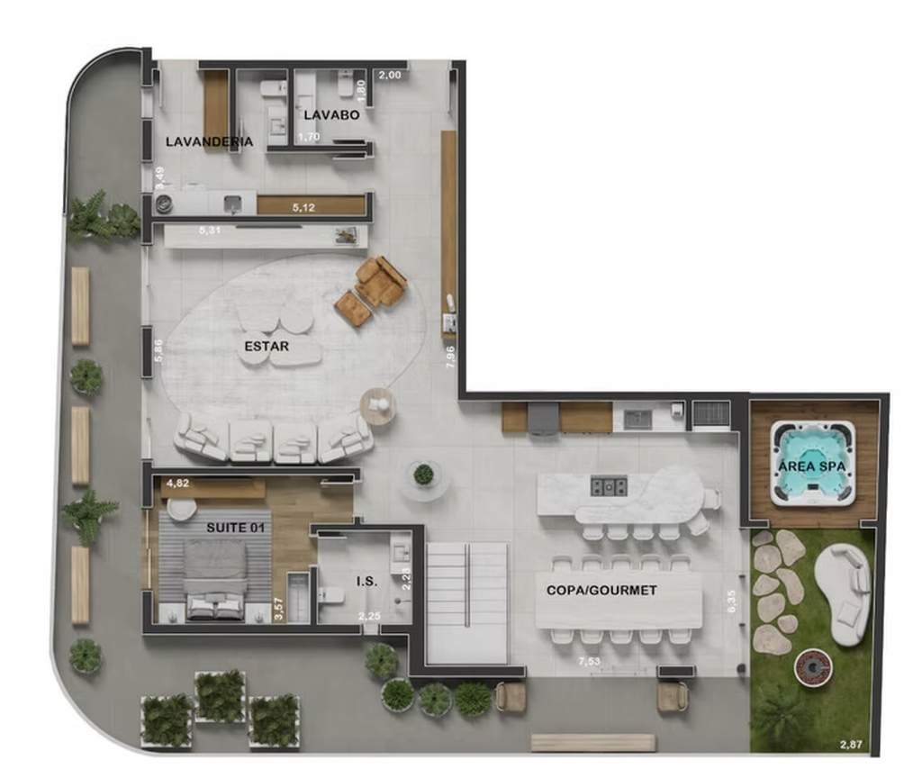 Garden 04 - 4 dorm 358m� duplex inferior