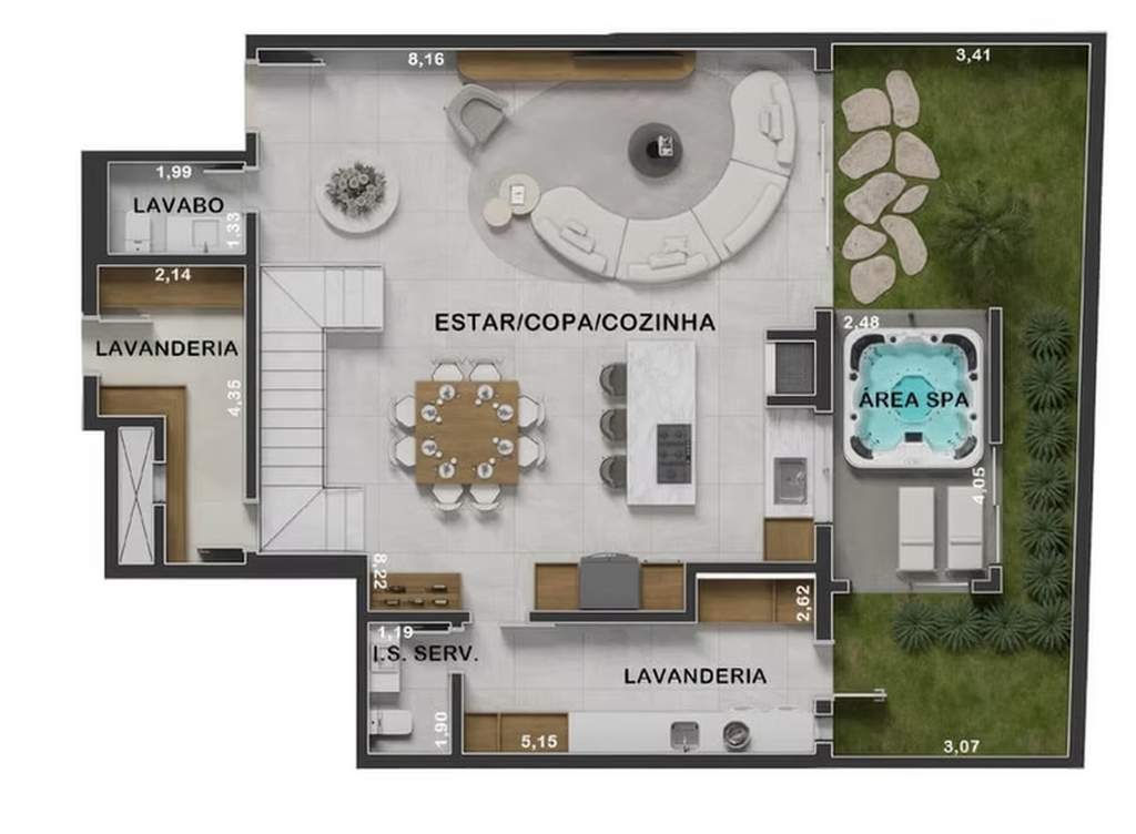 Planta Garden 2 - 2 dorm 217m� - duplex - inferior