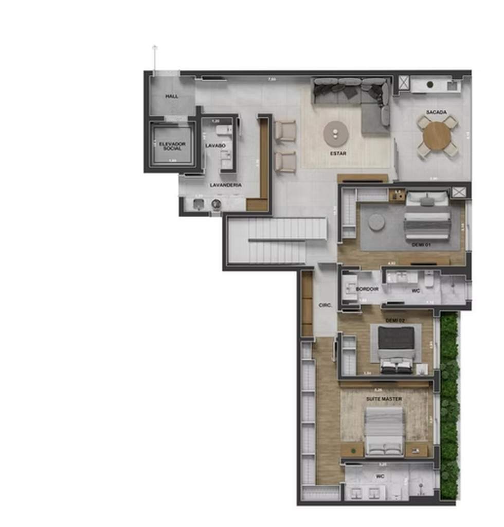 Cobertura final 4 - 3 dorm 292m� duplex - inferior