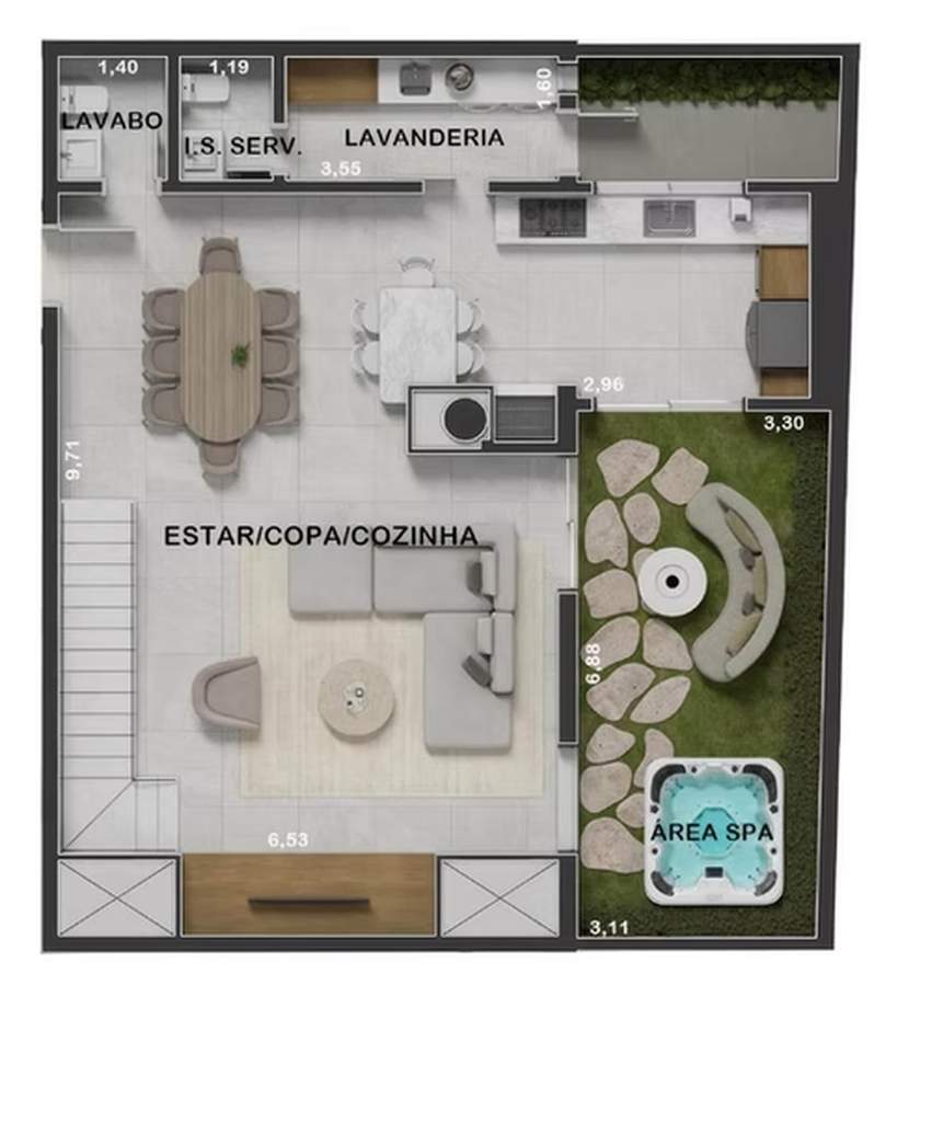 Planta Garden 3 - 3 dorm 184m� - duplex - inferior