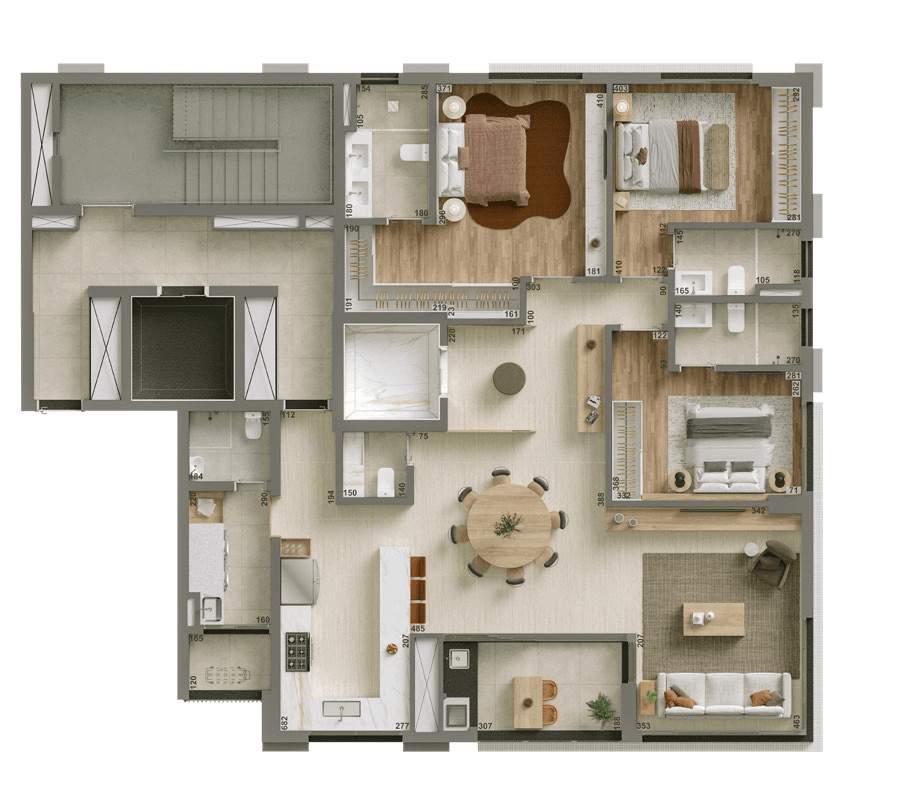 Planta 01 - 3 dorm 162m²