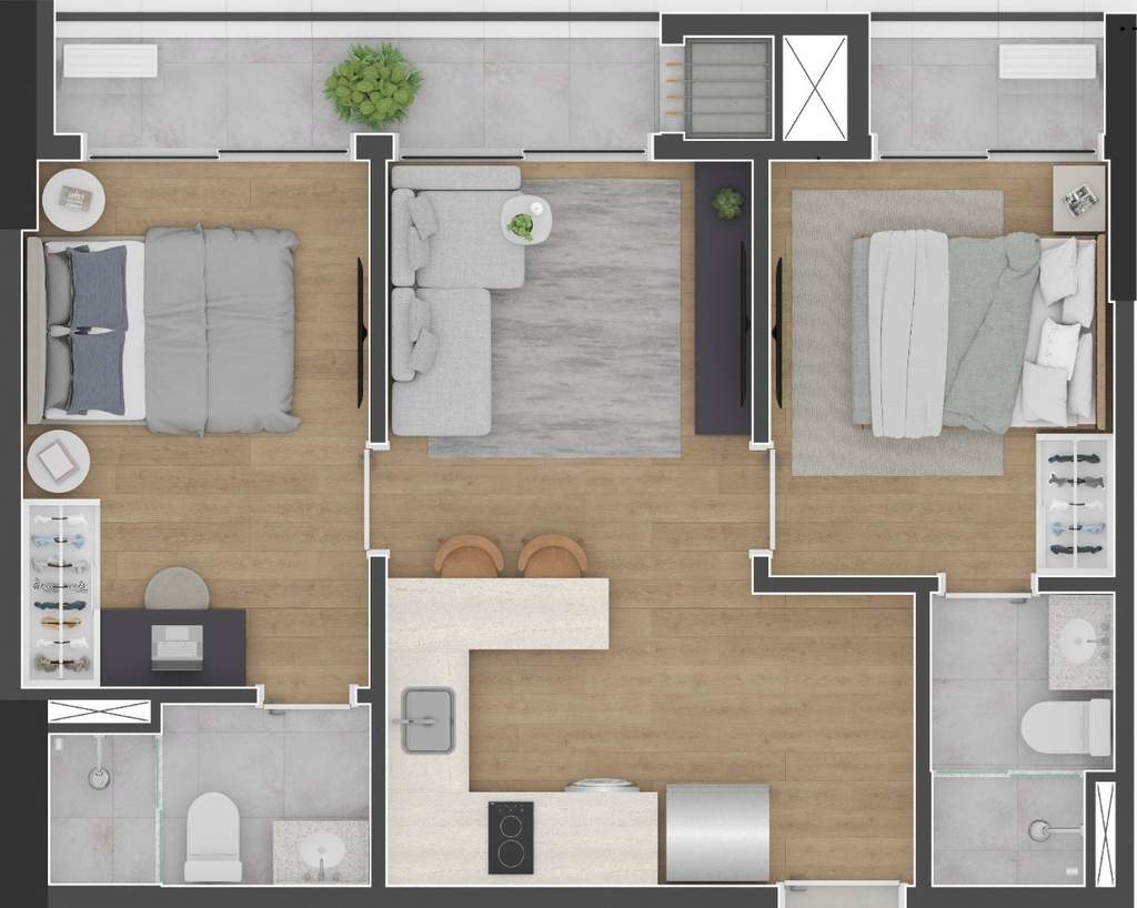 Planta 06 - 2 dorm 49m�