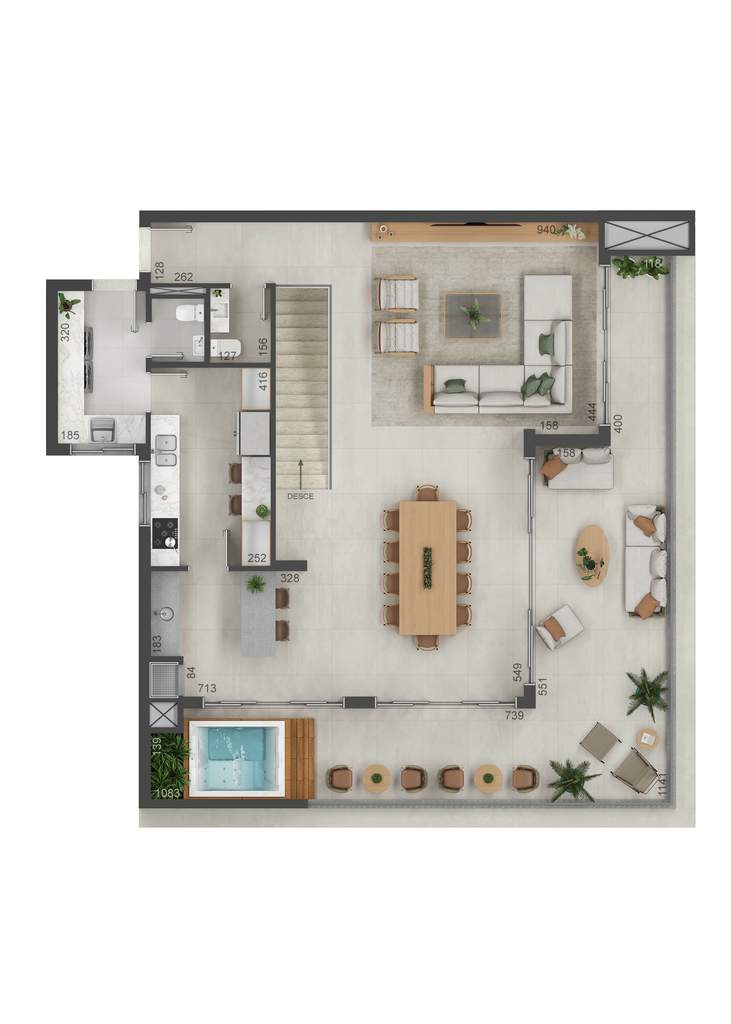 Planta 11 - 4 dorm 294m� - cobertura duplex - superior
