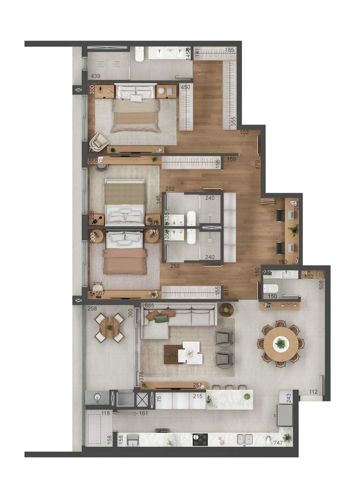 Planta 03 - 3 dorm 157m�