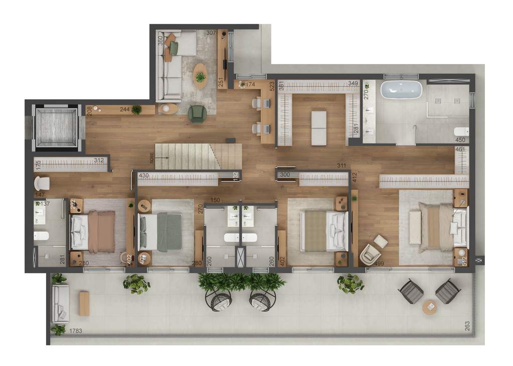 Planta 22 - 4 dorm 389m� - cobertura duplex - inferior