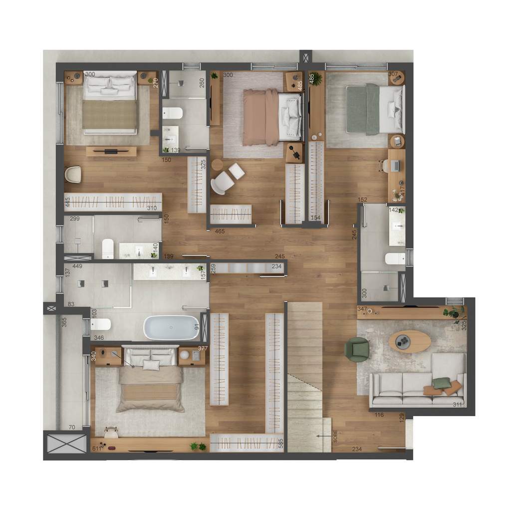 Planta 10 - 4 dorm 294m� - cobertura duplex - inferior