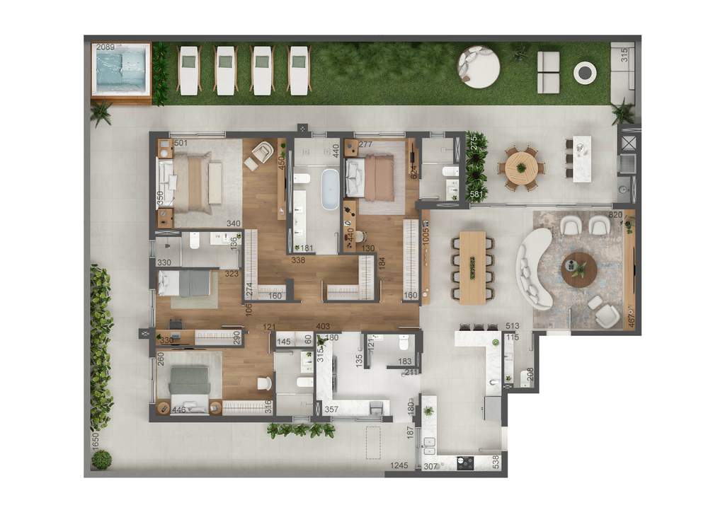 Planta 17 - 4 dorm 336m� - garden