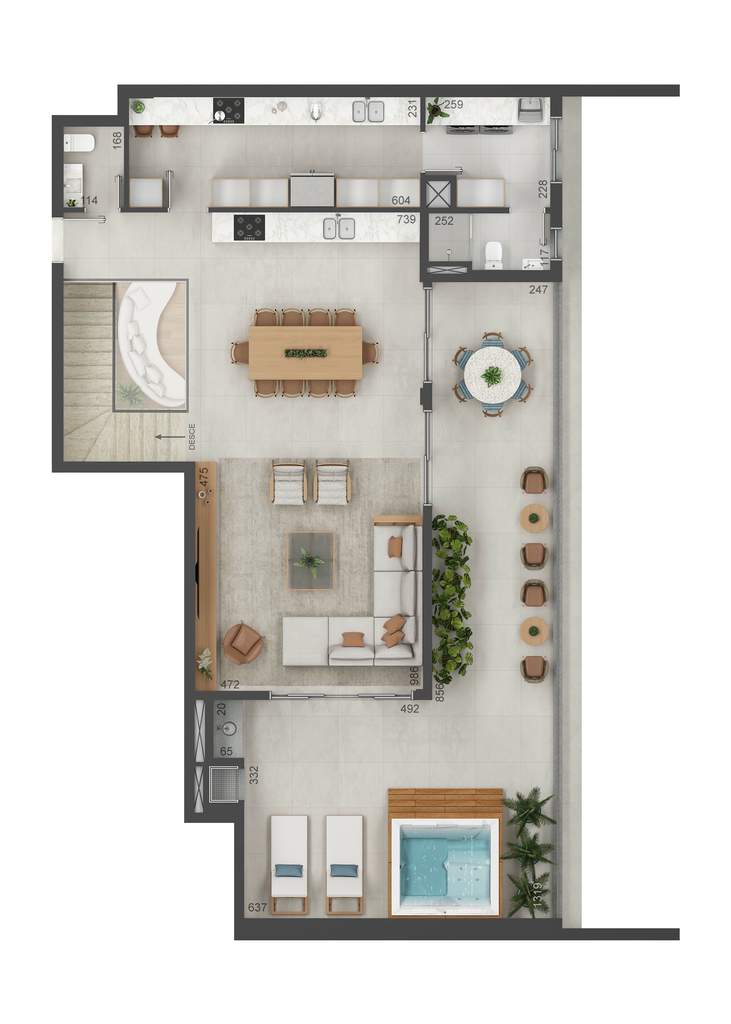 Planta 13 - 4 dorm 309m� - cobertura duplex - superior
