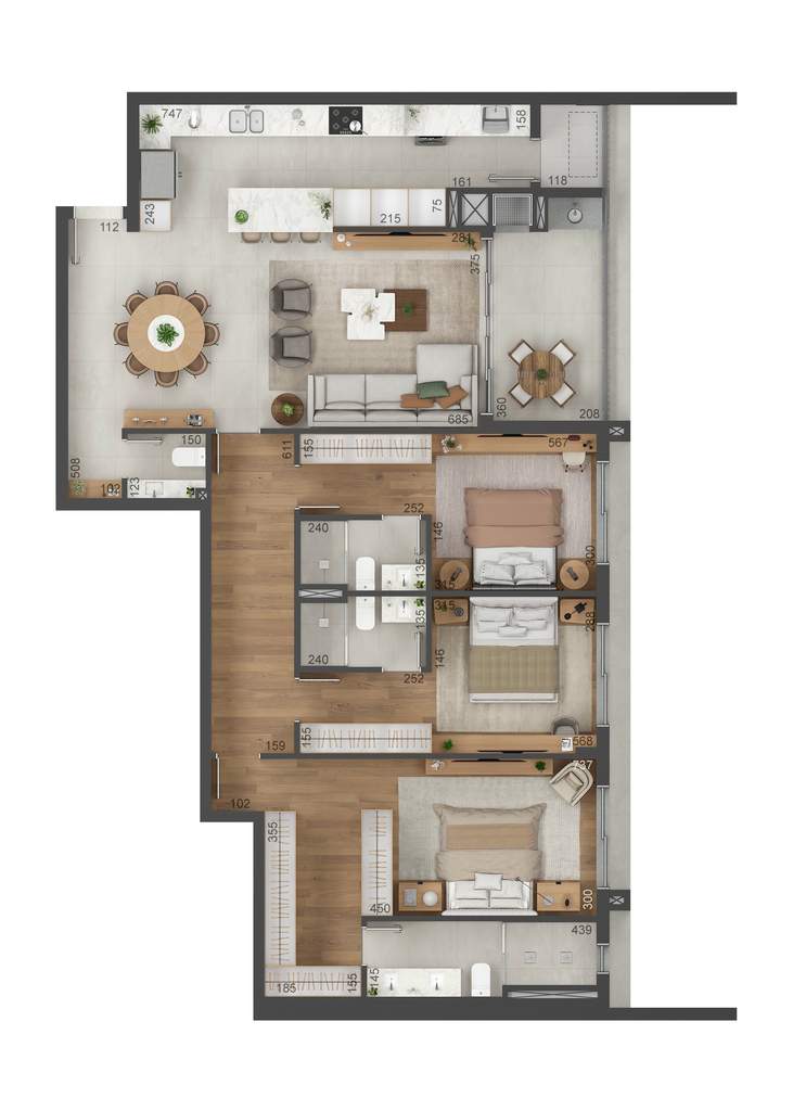 Planta 01 - 3 dorm 152m�