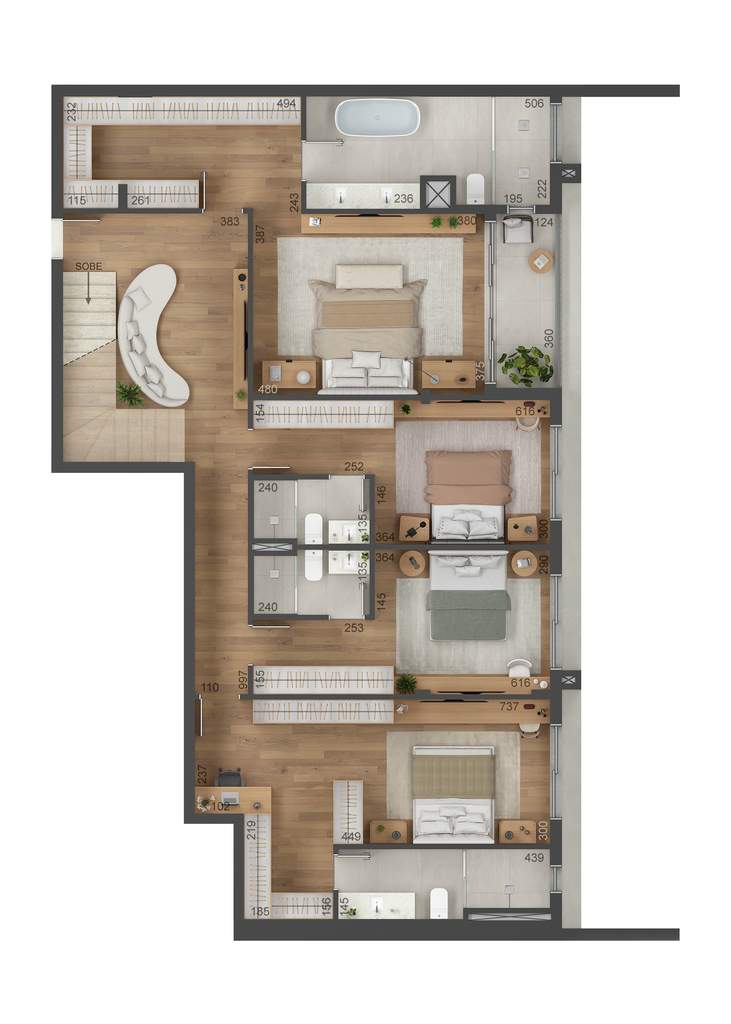 Planta 12 - 4 dorm 309m� - cobertura duplex - inferior
