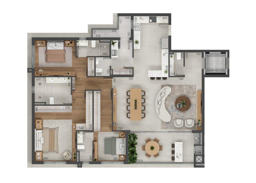 Planta 04 - 3 dorm 177m�