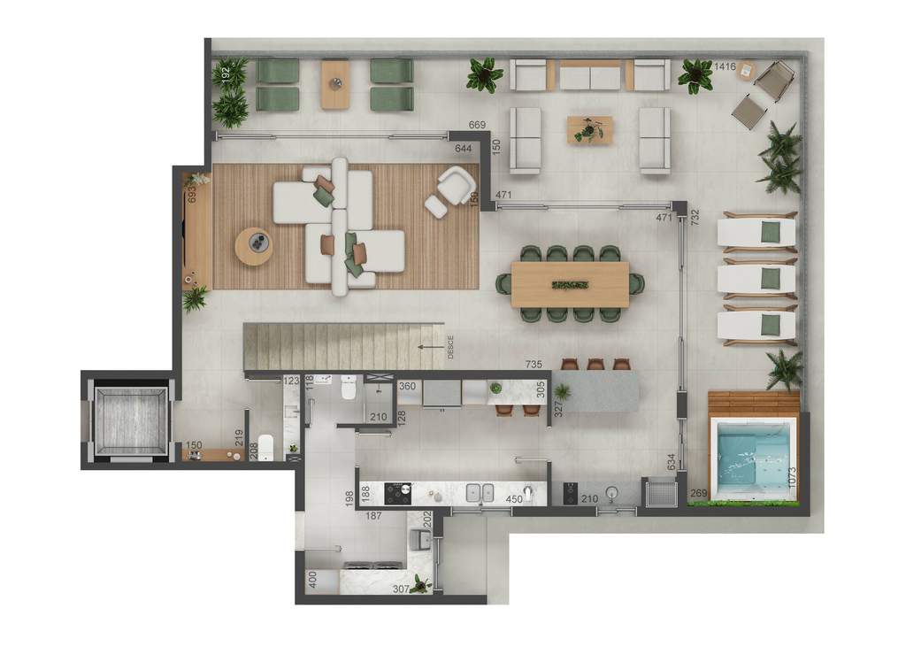 Planta 19 - 4 dorm 343m� - cobertura duplex - superior