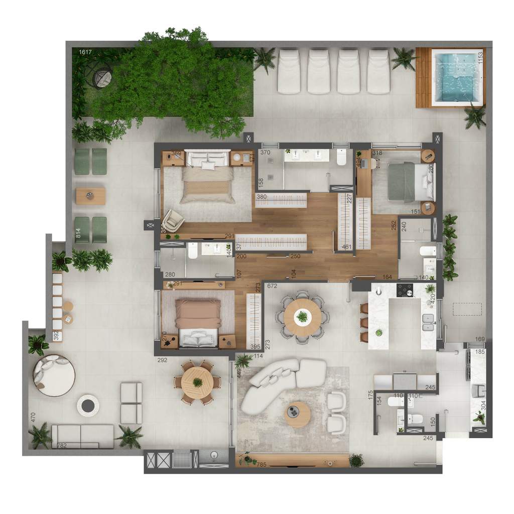 Planta 09 - 3 dorm 285m� - garden