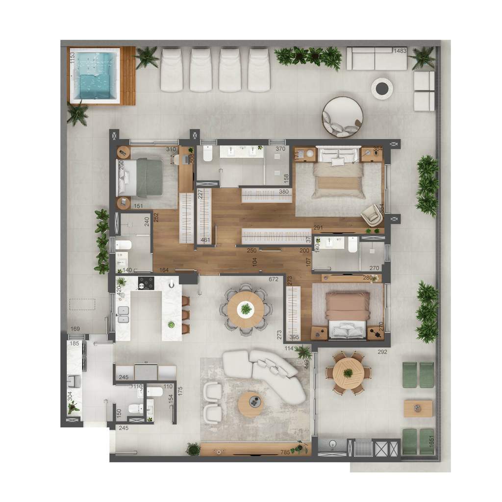 Planta 08 - 3 dorm 252m� - garden