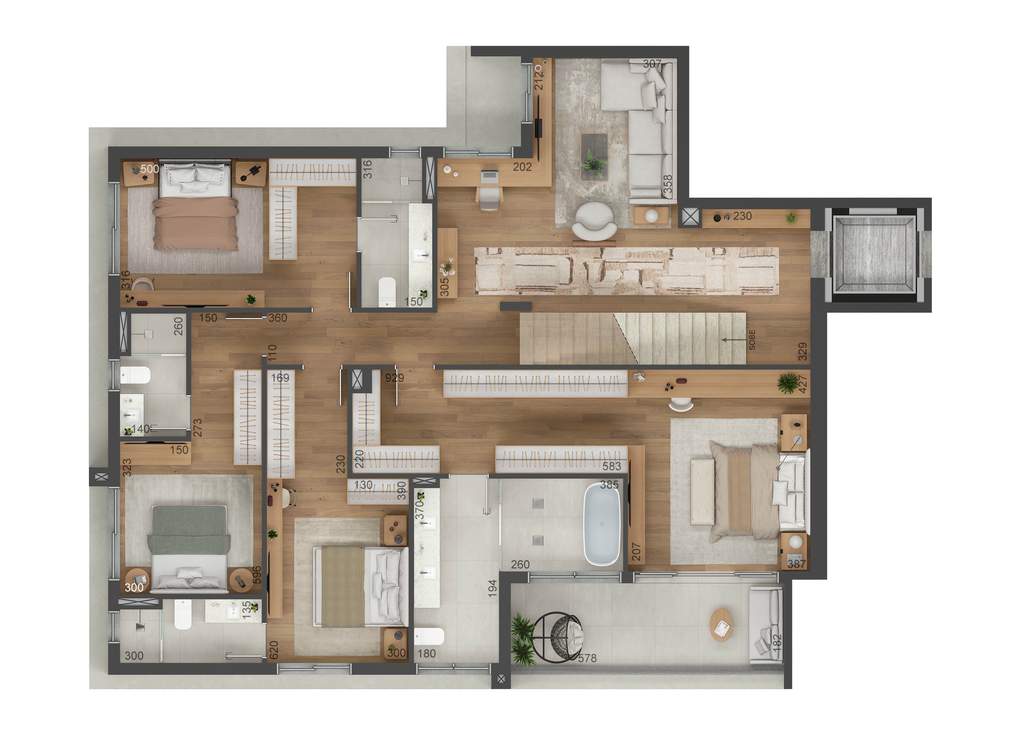 Planta 18 - 4 dorm 343m� - cobertura duplex - inferior