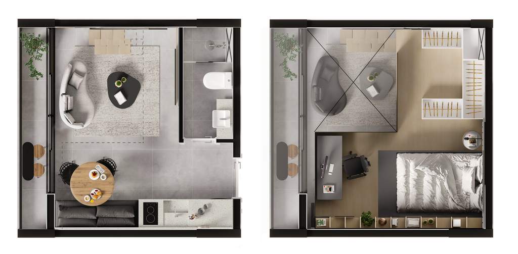 Planta 06 - 1 dorm 37,41m� - loft