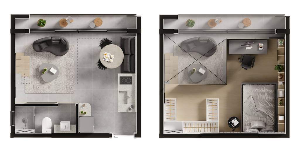 Planta 08 - 1 dorm 41,72m� - loft