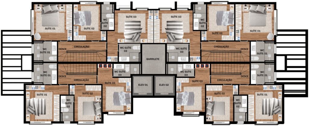 Pavimento cobertura duplex - superior