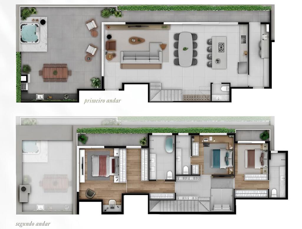 Planta 05 - 3 dorm 243,01m² - cobertura duplex