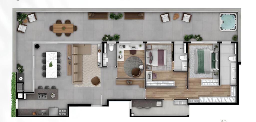 Planta 04 - 3 dorm 186,77m² - garden